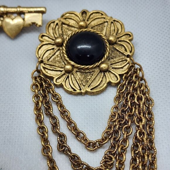 Set of 3 Vintage Gold & Black Brooches - Picture 5 of 11